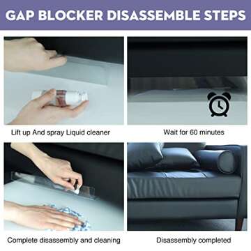 RowinsyDD 8 Pack Toy Blocker for Furniture, Clear Under Couch Blocker, Stop Things Going Under Sofa or Bed, 16" L x 1.6" H, Adjustable Gap Bumper for Furniture with Strong Tape