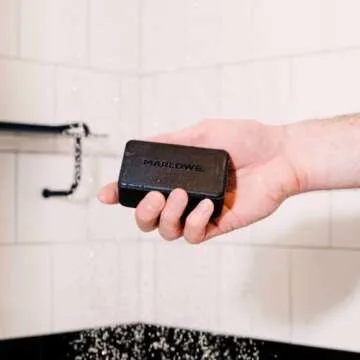 MARLOWE. No. 106 Charcoal Soap 7 oz, Body Bar Soap for Men, Cleansing, Purifying & Hydrating with Natural Extracts, Shea Butter, Olive Oil & Green Tea Extracts, Fresh Woodsy Scent