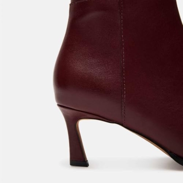 Chic CORNMOOD Burgundy Kitten Heel Knee High Boots for Women