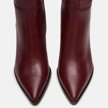 Chic CORNMOOD Burgundy Kitten Heel Knee High Boots for Women