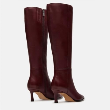 Chic CORNMOOD Burgundy Kitten Heel Knee High Boots for Women
