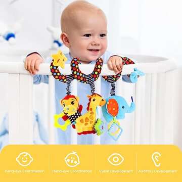 WILLWAY Car Seat Toys, Stroller Toy Baby Spiral Hanging Toys for Sensory Exploration, 0-12 Months Ne...