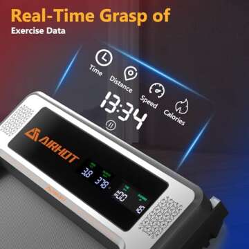 AIRHOT Walking Pad Treadmill, 2.5HP Under Desk Treadmill with Remote Control & LED Display, Quiet Desk Treadmill for Compact Space, Portable Treadmill for Home Office Use, Silver