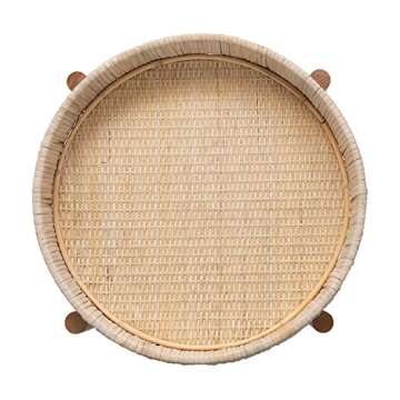 Bloomingville Bamboo Removable Rattan Tray, Natural, Set of 2 Pedestal