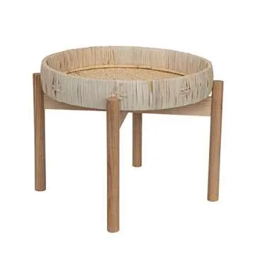 Bloomingville Bamboo Removable Rattan Tray, Natural, Set of 2 Pedestal