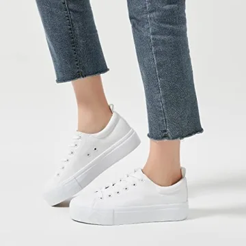 SERNIAL Women’s White Platform Sneakers - Stylish and Comfortable