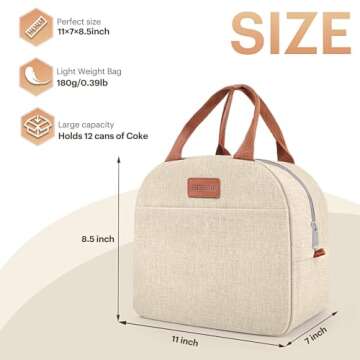 Lunch Bag for Women & Men Adult Insulated Lunch Box, Small Leakproof Cooler Food Lunch Containers Re...