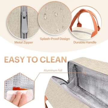 Lunch Bag for Women & Men Adult Insulated Lunch Box, Small Leakproof Cooler Food Lunch Containers Reusable High Capacity Lunch Tote Bags for Work, Travel, Outdoor (Beige)