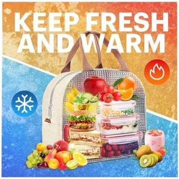 Lunch Bag for Women & Men Adult Insulated Lunch Box, Small Leakproof Cooler Food Lunch Containers Reusable High Capacity Lunch Tote Bags for Work, Travel, Outdoor (Beige)