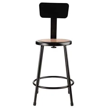 National Public Seating Heavy Duty Steel Stool with Backrest
