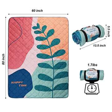 Exclusivo Mezcla Waterproof Picnic Blankets 3-Layer 60x80 INCH Large Sandproof Beach Blanket Foldable Outdoor Blanket for Camping on Grass Picnic Mat