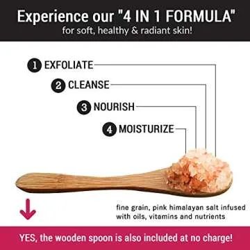 pureSCRUBS Premium Pink Himalayan Salt Body Scrub Set - Large 16oz CITRUS SCRUB, Organic Essential Oils & Nutrients INCLUDES Wooden Stirring Spoon, Loofah & Mini Exfoliating Bar Soap