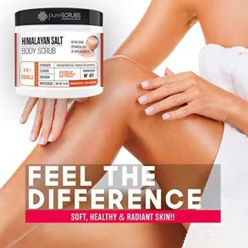 pureSCRUBS Premium Pink Himalayan Salt Body Scrub Set - Large 16oz CITRUS SCRUB, Organic Essential Oils & Nutrients INCLUDES Wooden Stirring Spoon, Loofah & Mini Exfoliating Bar Soap