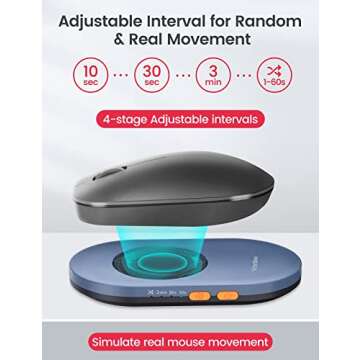 Vaydeer Ultra Slim Mouse Mover, Air 3 Mouse Jiggler with Adjustable Interval Timer, Undetectable & Noiseless, Simulates Realistic Movement, Driver-Free Shaker for Keeping The PC Active (Mint Green)