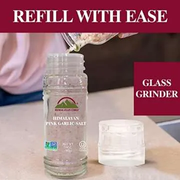 Himalayan Chef Pink Garlic Salt - Natural Seasoning with Grinder