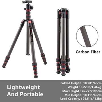 Carbon Tripod Camera Monopod Lightweight Support for Photographers