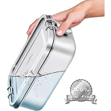 G.a HOMEFAVOR Leak Proof Stainless Steel Bento Box, Metal Lunch Container with 3-Compartment, 1200ML, Suitable for Snacks and Salad, Dishwasher Safe