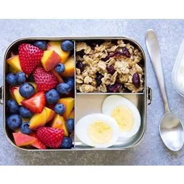 G.a HOMEFAVOR Leak Proof Stainless Steel Bento Box, Metal Lunch Container with 3-Compartment, 1200ML, Suitable for Snacks and Salad, Dishwasher Safe