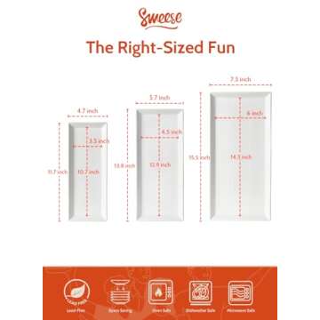 Sweese White Serving Platters for Entertaining - Rectangular Porcelain Serving Plates - Serving Tray...