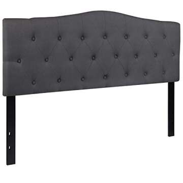 Flash Furniture Cambridge Tufted Upholstered Headboard for Queen Size Bed, Contemporary Fabric Tufted Headboard with Adjustable Height, Dark Gray