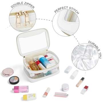 Telena Clear Makeup Bag Travel Toiletry Cosmetic Bag Portable Make Up Organizer for Women Beige