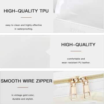 Telena Clear Makeup Bag Travel Toiletry Cosmetic Bag Portable Make Up Organizer for Women Beige