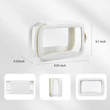 Telena Clear Makeup Bag Travel Toiletry Cosmetic Bag Portable Make Up Organizer for Women Beige