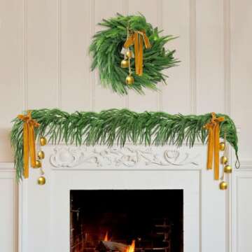 6ft Spring Real Touch Norfolk Pine Garland Table Garland, Artificial Faux Greenery Garlands for Mant...