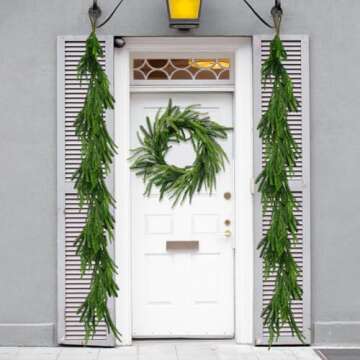 6ft Spring Real Touch Norfolk Pine Garland Table Garland, Artificial Faux Greenery Garlands for Mantle Indoor Home Decor Xmas Holiday Seasonal