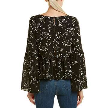 Cupcakes and Cashmere Women's Josephina Ditsy Floral Print Top, Black, Extra Small