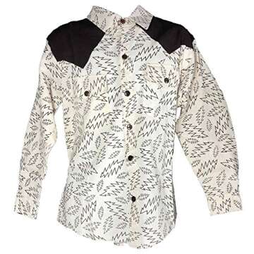 Jedzebel Cotton Long Sleeve Shirt with Bolt Print | Jayli | Grateful Dead | GD-STW81 (X-Large, Natural/Brown)