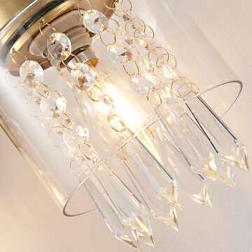 Biewalk 3 Light Gold Bathroom Vanity Light Fixtures, Modern Gold Vanity Lights Over Mirror, Brushed Gold Bathroom Wall Sconce with Crystal Clear Glass Shade (Exclude Bulb)