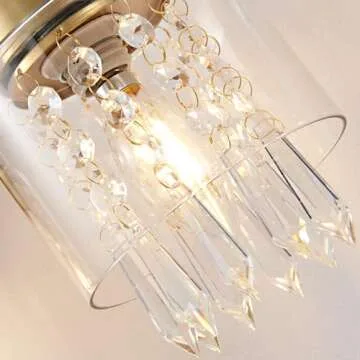 Biewalk 3 Light Gold Bathroom Vanity Light Fixtures, Modern Gold Vanity Lights Over Mirror, Brushed Gold Bathroom Wall Sconce with Crystal Clear Glass Shade (Exclude Bulb)