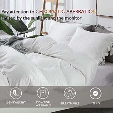 annadaif White Duvet Cover Queen Size, 3 Pieces Soft Washed Microfiber Duvet Cover Set, Comforter Cover with Bowknot Bow Tie (1 Duvet Cover 90x90 Inch, 2 Pillowcases) Easy Care Bedding Set