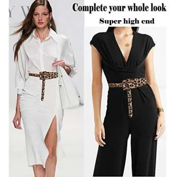 ALAIX Women's Leather Belt Dress Belt wrap Belt Fashion Tie a Knot Genuine Leather Waist Belt Leopard