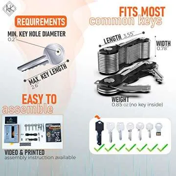 Carbon Fiber Key Organizer - Premium Heavy Duty Compact Key Holder up to 20 Keys - Multifunctional Sim & Bottle Opener + Video Instructions