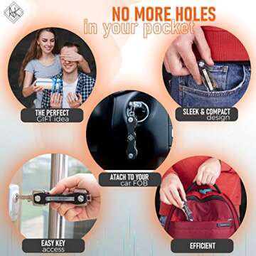 Carbon Fiber Key Organizer - Premium Heavy Duty Compact Key Holder up to 20 Keys - Multifunctional Sim & Bottle Opener + Video Instructions