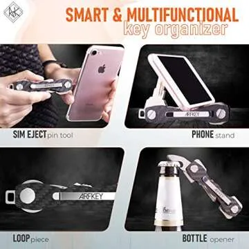 Carbon Fiber Key Organizer - Premium Heavy Duty Compact Key Holder up to 20 Keys - Multifunctional Sim & Bottle Opener + Video Instructions
