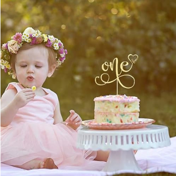 Glitter Golden Cake Topper for 1st Birthday Celebration