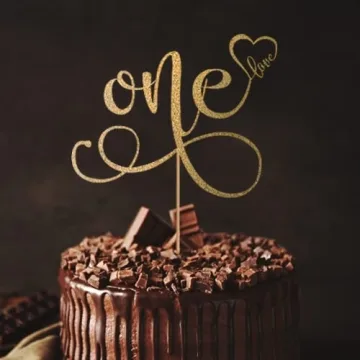 Glitter Golden Cake Topper for 1st Birthday Celebration