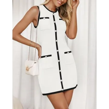 ZESICA Women's Color Block Bodycon Mini Dress - Stylish Comfort