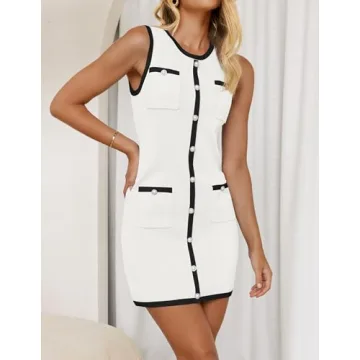 ZESICA Women's Color Block Bodycon Mini Dress - Stylish Comfort