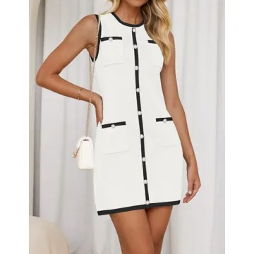 ZESICA Women's Color Block Bodycon Mini Dress - Stylish Comfort