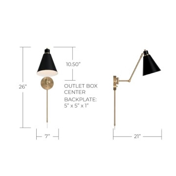 Bradley Wall Sconce | Modern Aged Brass & Black Design