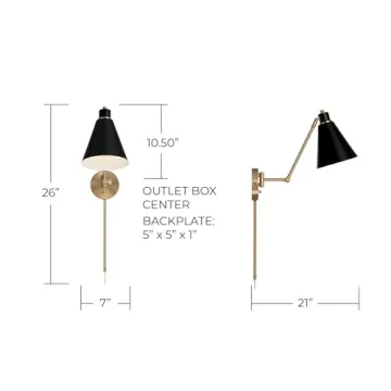 Bradley Wall Sconce | Modern Aged Brass & Black Design