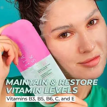 Vitamasques Multivitamin Face Mask, 8-Pack - Hydrating and Nourishing for Radiant Skin, Provides Vitamins B, C & E