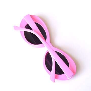 JUSLINK Bold Retro Oval Mod Thick Frame Sunglasses Round Lens Clout Oval Goggles(Pink)
