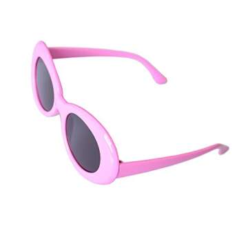 JUSLINK Bold Retro Oval Mod Thick Frame Sunglasses Round Lens Clout Oval Goggles(Pink)