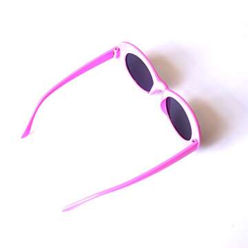 JUSLINK Bold Retro Oval Mod Thick Frame Sunglasses Round Lens Clout Oval Goggles(Pink)