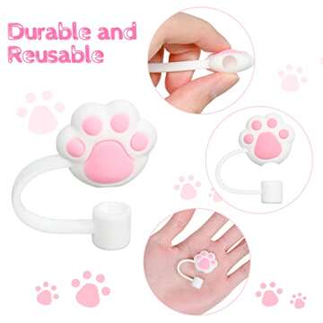 AUAUY Straw Covers, Silicone Straw Tips Covers, Reusable Drinking Straw Covers Plugs Dust-Proof Drin...